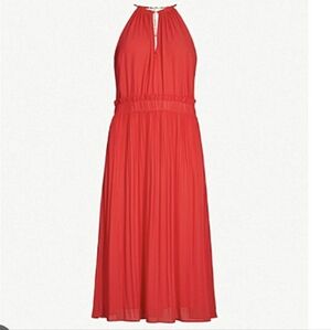 MICHAEL KORS Red Dress with Gold Chain Halter Neck Straps,Medium